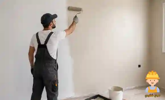 صباغ جنوب السرة يقوم بطلاء الجدران الداخلية بألوان متناسقة وتشطيب نظيف
